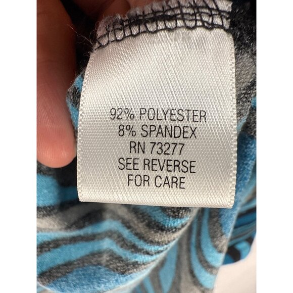 Dana Buchman Blue Zig Zag Print Blouse Pullover Top Size L Artsy Oversized - Picture 6 of 8